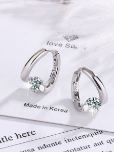 S925 Bạc Nguyên Chất Thời Trang Nữ Đính Kim Cương Đơn Siêu Lấp Lánh Kiểu Dáng Lạnh Phong Cách Mới 2025 Trang Sức Tai Hợp Kim