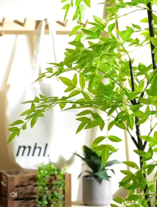 NANDINA DOMESTICA Artificial Plant Artificial Flower Faux Greenery Potted Plant Home Decoration Indoor Outdoor Decorative Plants for Living Room Bedroom Office Desk Tabletop Garden Café Event Wedding Artificial Decorative Plant Ornament Accessories