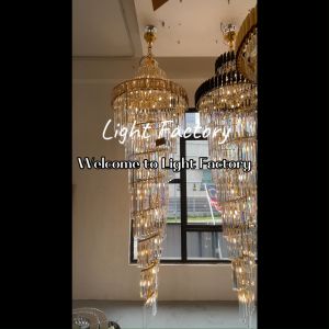 🔥NEW🔥Super Long Chandelier Long Luxury Pendant Light E14 Holder Crystal Chandelier Modern Lampu Kristal Gantung 水晶吊灯