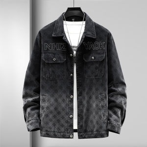 Spring Autumn Mens Denim Jacket Gradient Color Fashion Youth Trend plus Size Collarcoat 8XL Big Brother Outerwear Jacket