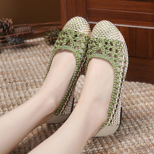 Giày Bắc Kinh Nữ Đáy Bằng Phẳng Thoáng Khí Thoải Mái Giày Nhẹ Giày Dệt Trơn Mùa Hè Thoải Mái Lưới Bên Trong Lớp Lót