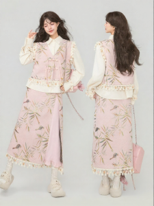 KEIKO | Elegant Chinese Style Ensemble Jacket Top Shirt Skirt Set