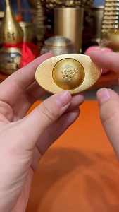 风水 黄铜金元宝 实心可转动元宝摆件 风水聚宝盆摆件 招财进宝 礼物 Feng Shui Gold Yuan Bao