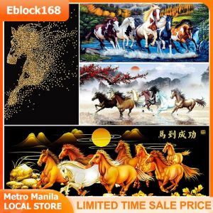 50x100cm DIY Decor Full Round Beads Diamond Painting Color Running Horse Animal Drawing Kit
