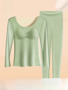 DREAM TIME | Thickened Fleece Womens Thermal Underwear Top With Built-in Chest Pad Self-heating Winter Warm Base Layer Shirt