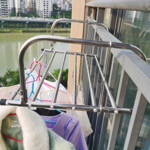 Balcony Outdoor Stretchable Clothes Airing Rack Folding Racks Fence Window Cool Clothes Shoe Rack Clothesline Pole Stainless Steel
