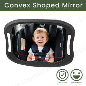 LED Baby Car Mirror with Remote Control Soft LED Light 360° Rotation Shatterproof Acrylic for Clear Viewing Fits All Vehicles