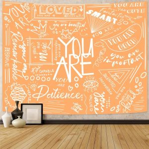 VIKAMA Ấm Áp Truyền Cảm Văn Bản Tranh Thảm Năng Lượng Tích Cực Graffiti Khẩu Hiệu Treo Tường Cho Phòng Ngủ Ký Túc Xá Trang Trí Nhà Polyester