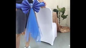 Sarung Kerusi Tutu Elastic Chair Tulle Net Bow Tie Back Banquet Event Wedding Ribbon Riben Bunga-1 pcs