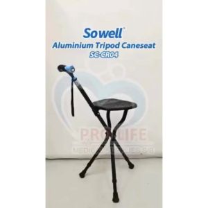 SOWELL Aluminium Tripod Cane Seat with LED Light & Shock-Absorbing Rubber Tips | Height Adjustable (Tall person can use)
