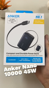 Pin sạc dự phòng siêu nhỏ Anker Nano A1638 dung lượng 10000mAh 45W 1C1A tích hợp cáp USB-C