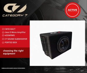 Professional 8 inches CT Sound Car Audio Active Subwoofer with Class D Mono Amplifier 400wrms CT Sound Active Car Audio Subwoofer