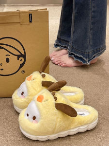 Closed Toe Cotton Slippers Womens Winter Thick Sole Indoor and Outdoor Cute Cartoon Lamb Home Stuffed Warm Non-Slip Slippers