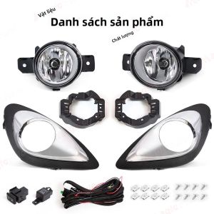 Ốp Đèn Sương Mù Mạ Crôm Nissan March Micra 2013-2016 Lắp Ráp Đèn Cản Trước 12V Kèm Bóng Halogen Cho Xe Hơi