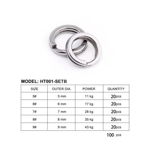 TEASER 100PCS/BOX Luya flattened double-ring 304 stainless steel connection ring safety hook lure glitter connector accessory