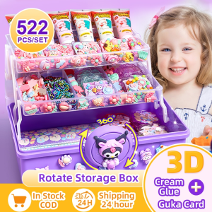 FUNToy 522PCS DIY Gantungan Kunci Akrilik Set Mainan Cream Guka Set DIY Guka Set Stiker Kartu Kotak Cream Gum Guka Kartun Mainan Anak Aksesoris Kartun Untuk Anak - Lazada
