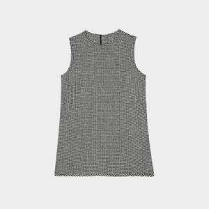 French Style Temperament Back Zipper Cotton Linen Sleeveless Gingham Dress Womens 2024 New Arrival Summer A- line Vest Skirt
