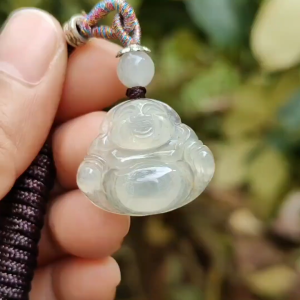 Newly Listed - SG Local Seller Crafted as Milo Buddha Pendant on Natural Type A Jadeite Jade certificate weighs 3.35 grams measurement 19.2 * 22.9 * 5.8 mm (pendant367)