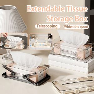 HLINKEY Extendable Tissue Storage Box Minimalist Automatic Lift Paper Towel Case Anti-slip Rectangle Light Luxury Napkin Holder