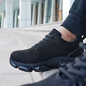 JMALL SAFETY SHOES Fashionable Anti-Smashing Anti-Piercing breathable lightweight wear-resistant protective Steel Toe Cap - 3033 (BLACK)