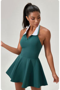 กระโปรงเทนนิสกีฬากลางแจ้งของผู้หญิงชุดชุดคล้องคอแบดมินตันฟิตเนสคอปกเสื้อกอล์ฟ