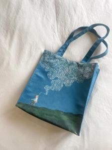 Van Gogh Cartoon Illustration Canvas Tote Bag Large Capacity Vertical Shoulder Zipper Womens Bag Commuter Schooling Bag