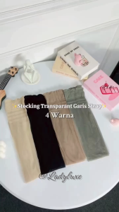 LadyLuxe - Kaos Kaki Stocking Panjang Transparan Garis Strip Wanita Tipis Halus Sepaha Pantyhose KK013