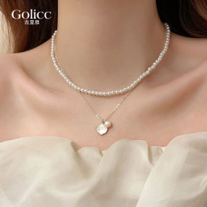 Fan Shape Shell Pendant Pearl Necklace Womens Luxury Collarbone Chain 2025 New Popular Womens Necklace Accessory