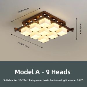 XISHANGJIAXI | Walnut Color Simple Retro Zen Glass Ceiling Light