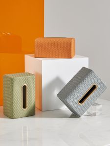 Luxury Leather Tissue Box Simple Style for Living Room Coffee Table High End Drawstring Tissue Box Home Decorative Accessories