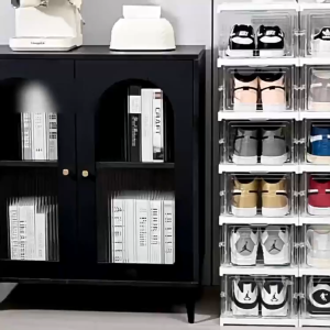 Shoe Rack and Organizer Shelf - Foldable Transparent Shoe Box No Installation Required Cabinet Alternative #XH001