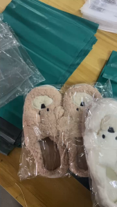 Lamb wool cute bear soft bottom warm slippers female Indoor thick-soled home antiskid couple slipper