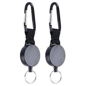 DEYIKEY | Anti-Loss Anti-Theft Climbing Carabiner with Black Elastic Fabric Strap and Coated Steel Wire Rope