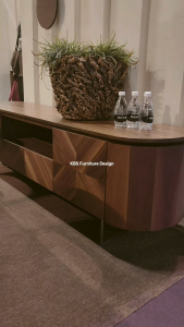 (FREE Installation+Shipping) KBS Lavola 6.6FT TV Cabinet / Oval Shape / Solid Wood / 2 Doors + 1 Drawer /  Large Storage / Mid-Century Modern / 200L x 45D x 50H cm