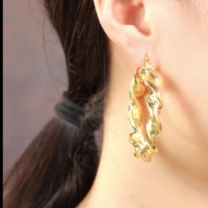 Huitan Matal Hoop Earrings for Women Daily Party Wedding Luxury Accessories Gold Color 3 Style Circle Design Fashion Jewelry
