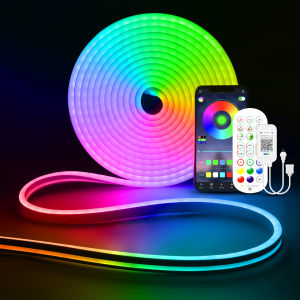 Đèn Dây Đèn Led Neon Rgb 12v/24v Phích Cắm Eu Chống Nước 1/2/3/4/5/10/15m Với Ứng Dụng Bluetooth & Điều Khiển Từ Xa Để Chiếu Sáng Trang Trí Neon