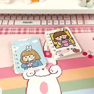 LZSG  Notebook Ring Motif Karakter Binder Mini Memo Catatan/Ring  Spiral Mini Coklat Random Am