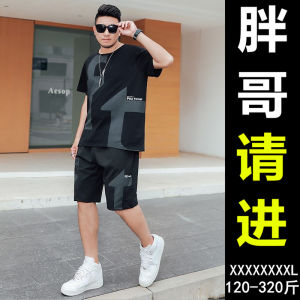Loose Fit Summer Sportswear Set for plus Size Men Short Sleeve T-Shirt And Shorts Thin Cotton Lycra Casual Wear Teen Boys