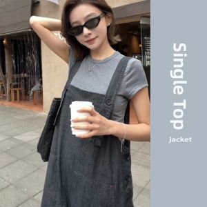 YUEZHONGWEI | Retro Loose Bib Jean Pants