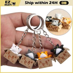 【Fast Shipping】 Little Cat Box Keychain 3D Stereo Creative Personality Animal Jewelry Dating Anniversary Gift for Women Men Fashion Keychain