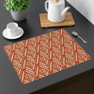 Bộ Thảm Trải Bàn Hình Lá Hình Học VIKAMA Bohemian Bộ 2/4/6 Tấm Lót Bằng Vải Lanh Polyester Chống Trượt Chống Thấm Nước Chống Dầu Để Trang Trí Nhà Bếp Tại Nhà