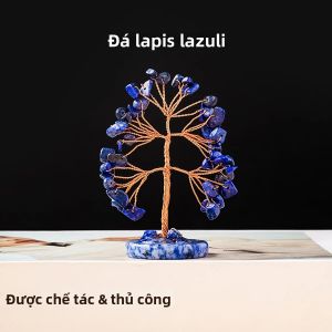 Tượng Cây Tiền Tài Bằng Pha Lê Tự Nhiên Với Đá Quý Vụn Dây Đồng Quấn Quanh Đồ Trang Trí Nhà Cửa Quà Tặng Tâm Linh Vật Trang Trí Bàn Làm Việc Phong Thủy