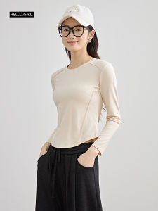 Slim Fit Long Sleeve Solid Color Base Shirt Womens round Neck T-Shirt Fashionable Inner Wear Commute Style Autumn Season