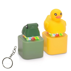 Small Yellow Duck and Frog Keychain Duck Frog Clicker with LED Light Adult Stress Relieving and Anxiety Sensing Toy