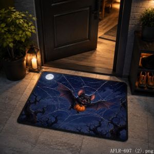 VIKAMA Halloween Pumpkin Bat Starry Sky Door Mat Non-Slip Rug Indoor Outdoor Party Entryway Home Decor