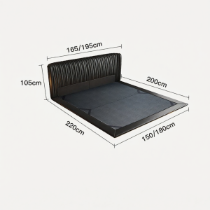Italian Minimalist Suspended Leather Double Bed 1m8