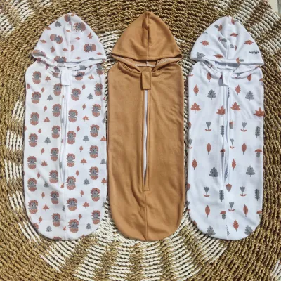3 pcs Bedong Bayi Instan Resleting Kupluk Cindung