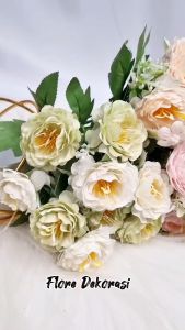 Bunga Artificial Peony & Bunga Hias Plastik 5 Cabang