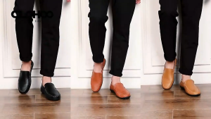 Fashion Lightweight Mens Casual Shoes Breathable Black Soft Leather Mens Slip on Shoes Walking Loafers