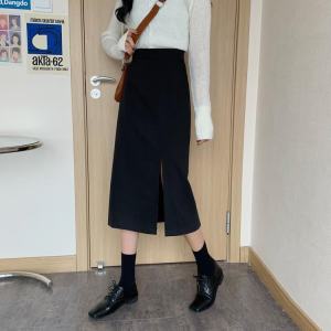 2021 Mùa Thu Mới Cỡ Lớn Nửa Váy Cao Vòng Eo Xẻ Tà Midi Dáng Chữ A Giảm Béo一步包臀 Váy Dành Cho Phụ Nữ Cỡ Lớn